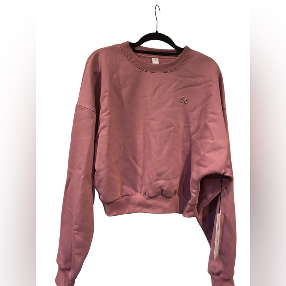 NWT Alo Yoga cropped accolade crewneck PINK WILD ROSE Size L - Picture 1 of 5